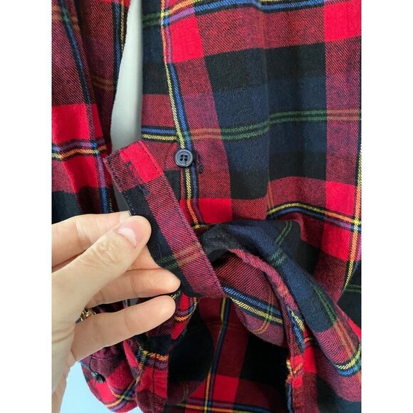 Matchstick Women M Red Plaid Flannel Button-Up Shirt Gorpcore Grunge - Picture 6 of 10